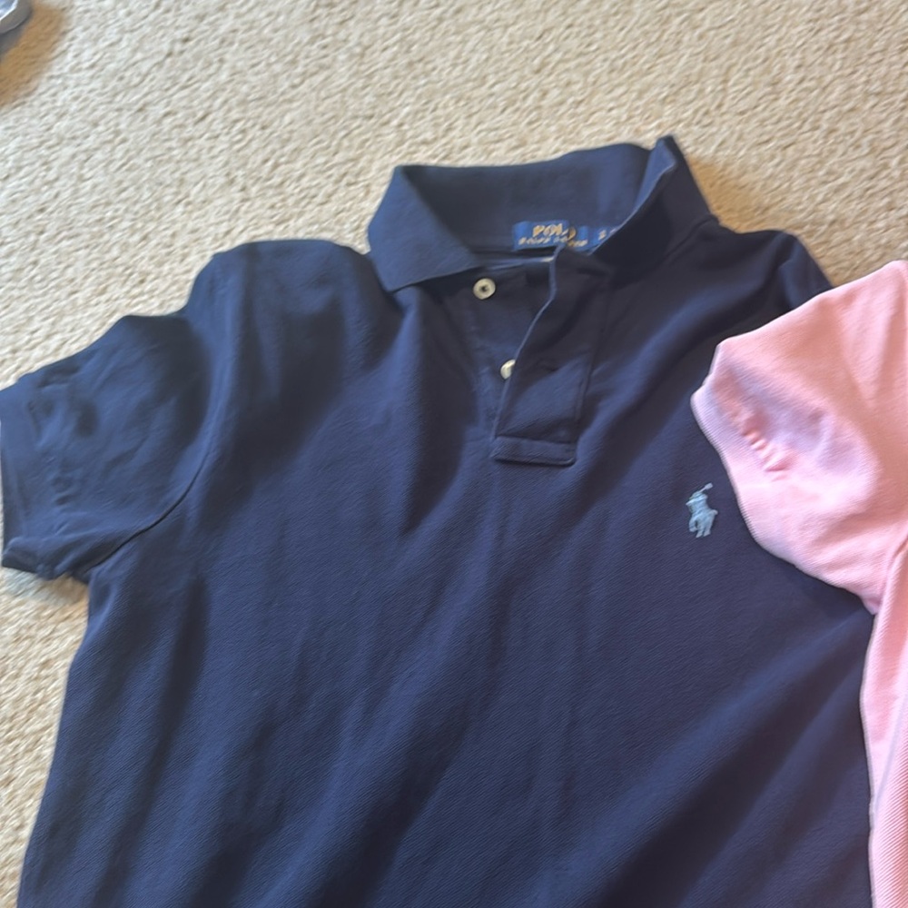 Men's size small polo , 2 shirts one pink 1 blue